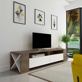Hanah Home Sosruko Soporte para TV Nogal y Blanco